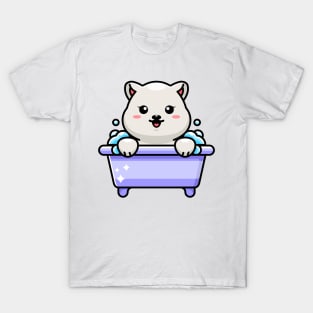 Cute polar bear in a bathtub cartoon character T-Shirt